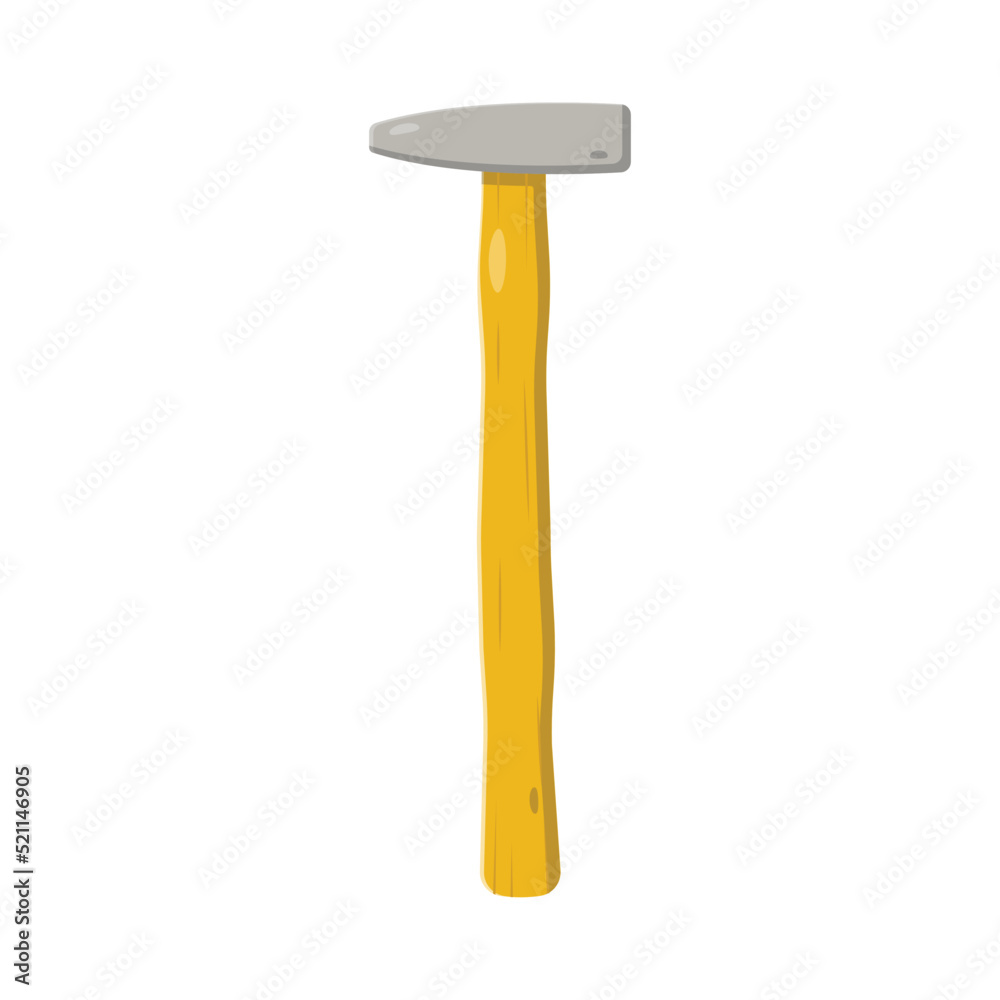 Wooden Sledge Hammer Flat Illustration. Clean Icon Design Element on Isolated White Background Wooden Sledge Hammer Flat Illustration. Clean Icon Design Element on Isolated White Background