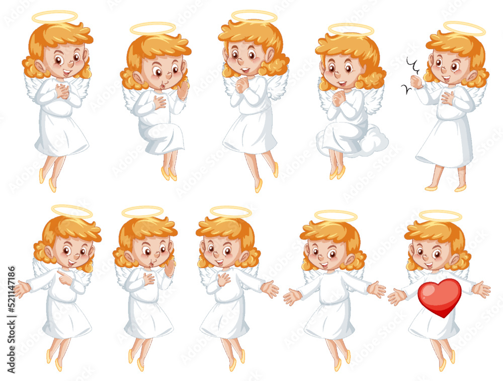 Set of angel cartoon character Set of angel cartoon character