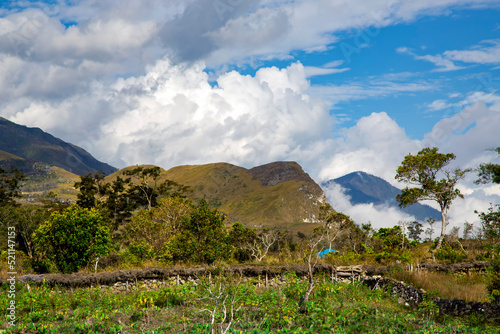 The Baliem Valley is a high mountain valley at the foot of the mountain Trikora Crest in western New Guinea, Indonesia. The main center is the city of Wamena. photo