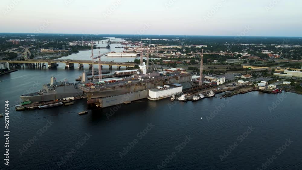 ongoing maintenance and buildout of naval ships in Norfolk, Virginia. Home of a large shipbuilding community for over a century. ongoing maintenance and buildout of naval ships in Norfolk, Virginia. Home of a large shipbuilding community for over a century.