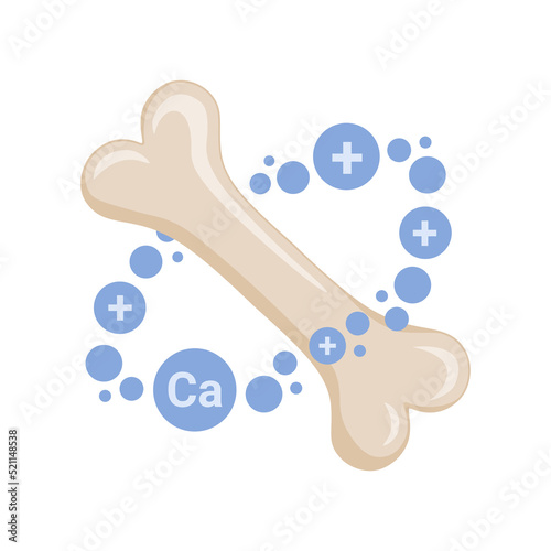 Illustration of a strong healthy bone with calcium. Medicine, the concept of healthcare. Vector illustration isolated on a white background.
