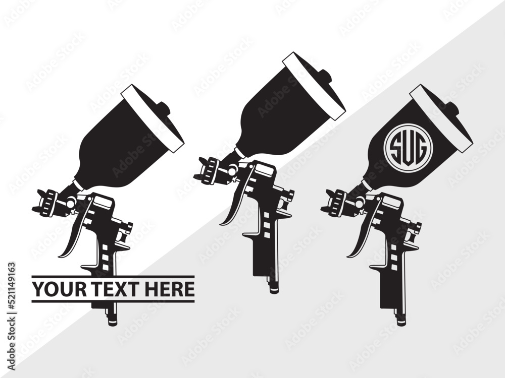 Spray Gun Monogram SVG Printable Vector Illustration Stock Vector