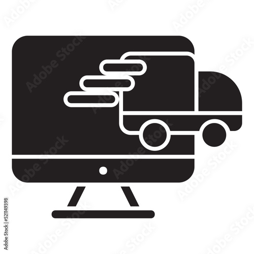 Truck delivery , Online Delivery Service solid icon.