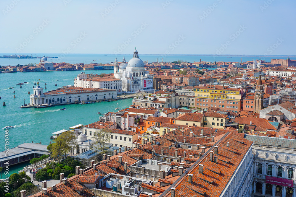 Panoramic aerial view over Venice, Italy