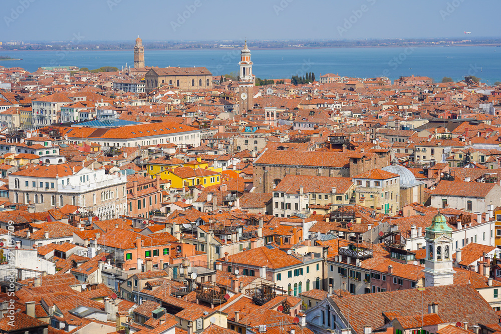 Panoramic aerial view over Venice, Italy