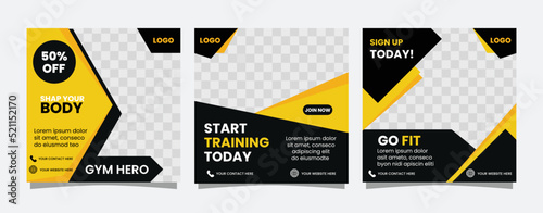 Sport Gym and Fitness Promotion Post and Story Social Media Template