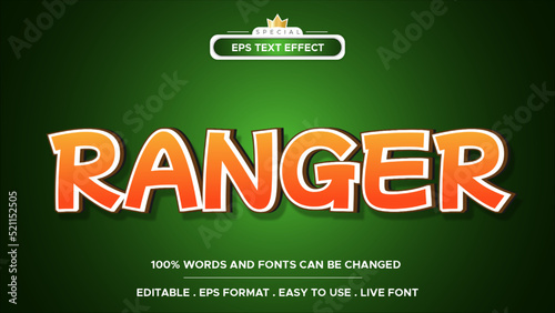 orange ranger gold 3d cartoon hero editable text effect