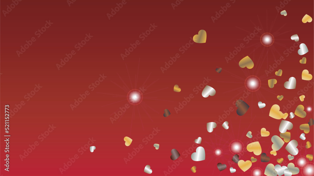 Realistic Background with Confetti of Hearts Glitter Particles. St. Valentine Day. Celebration pattern. Light Spots. Explosion of Confetti. Glitter Vector Illustration. Design for Banner.