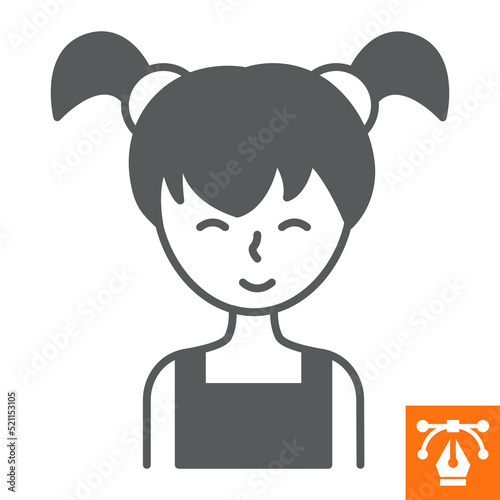 Girl solid icon , glyph style icon for web site or mobile app, child and person , schoolgirl vector icon, simple vector illustration, vector graphics with editable strokes.