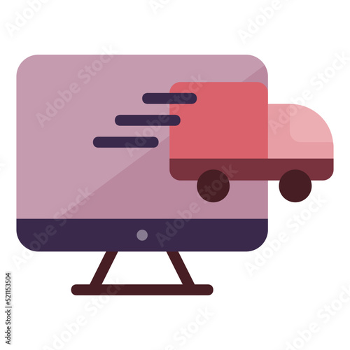 Truck delivery , Online Delivery Service flat icon.