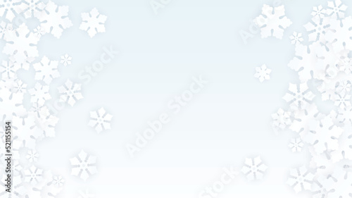 Christmas  Vector Background with Falling Snowflakes. Isolated on Red Background. Realistic Snow Sparkle Pattern. Snowfall Overlay Print. Winter Sky. Papercut Snowflakes.