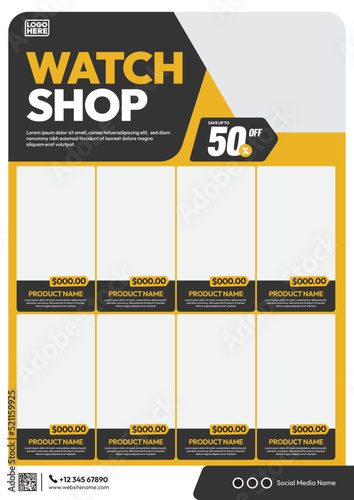 watch shop product catalog flyer template design