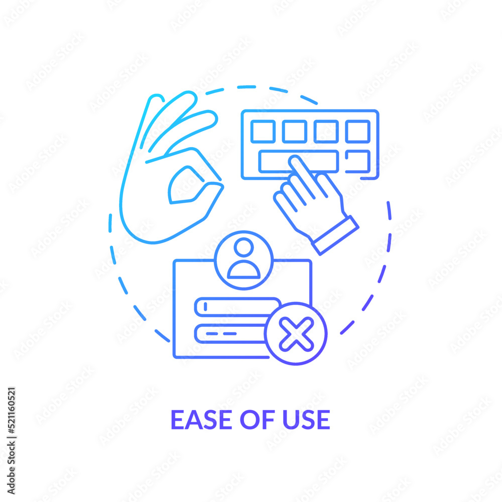Ease of use blue gradient concept icon. Commenting platform feature ...