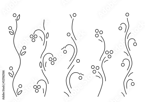 Berries set isolated on white background. Minimalistic style. Stylized berry bushes and plants for eco design, superfoods, package, gardening, wine labels, organic food or other. Vector illustration.