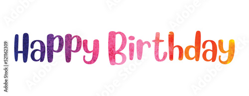 Canvas Print Happy Birthday text watercolors art.