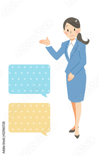 A woman in a suit to guide