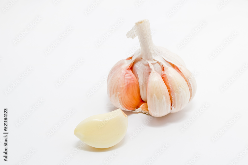 garlic on a white background