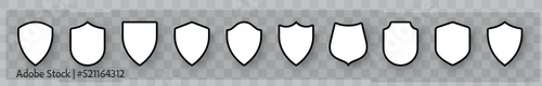 Set different shields icon set. Shield icons collection. Protect shield security icons. Design elements for concept of safety and protection. Badge quality symbol, sign, logo, emblem