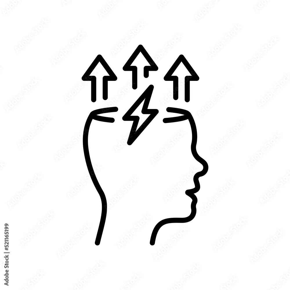 Brain and Lightning Bolt Line Icon. Stress, Creative Mind, Headache Linear Pictogram. Creativity Think, Smart Brainstorm Outline Icon. Mental Power. Editable Stroke. Isolated Vector Illustration Brain and Lightning Bolt Line Icon. Stress, Creative Mind, Headache Linear Pictogram. Creativity Think, Smart Brainstorm Outline Icon. Mental Power. Editable Stroke. Isolated Vector Illustration