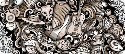 Spain cartoon doodles banner design
