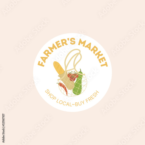 Farmer's market round badge sticker 