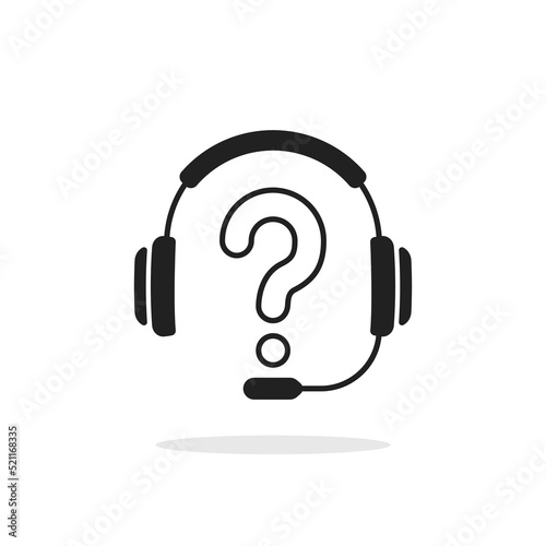 simple question mark with headphones black icon