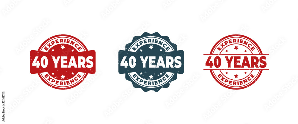 40 Years Experience Sign or Stamp Grunge Rubber on White Background