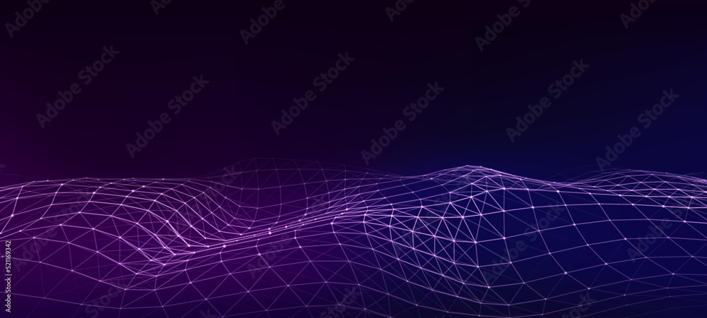 Futuristic vector technology wave. Digital cyberspace. Abstract wave with moving particles and lines on background. Big data analytics. Futuristic vector technology wave. Digital cyberspace. Abstract wave with moving particles and lines on background. Big data analytics.
