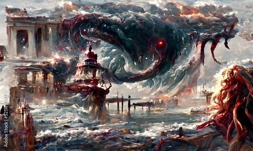 painting on the apocalypse over the sea