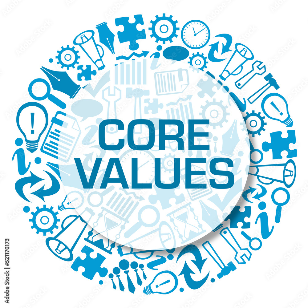 Core Values Blue Business Symbols Circular Badge Text Stock ...