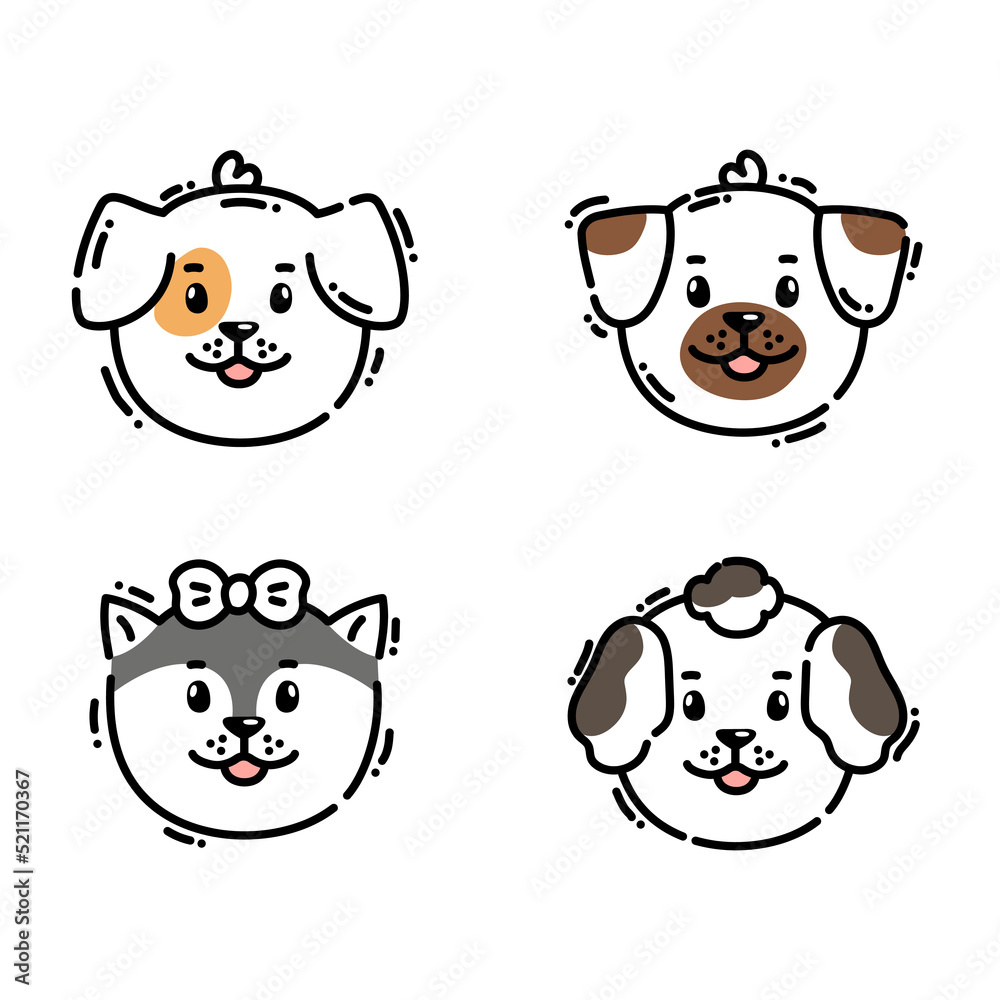 Cute dogs set doodle, on a white background Cute dogs set doodle, on a white background