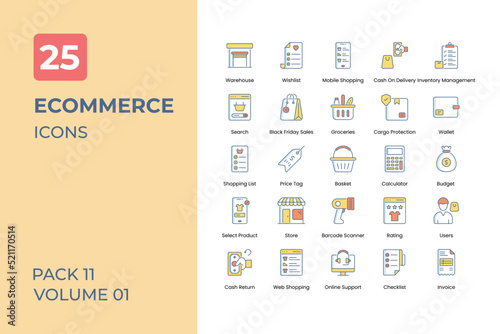 E-commerce icons collection. Set contains such Icons as online shopping, mobile shopping, and more