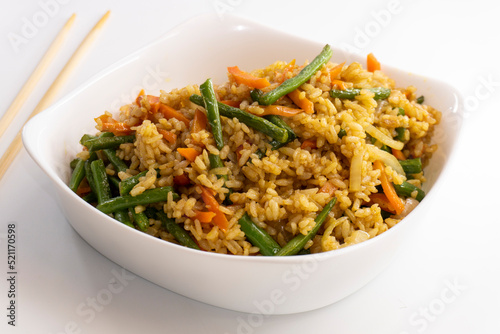 rice with vegetables. food concept.