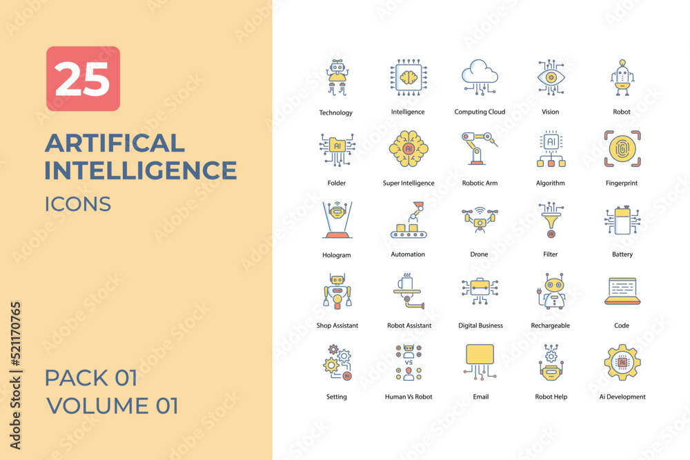 Artificial Intelligence icons collection. Set contains such Icons as ai ...