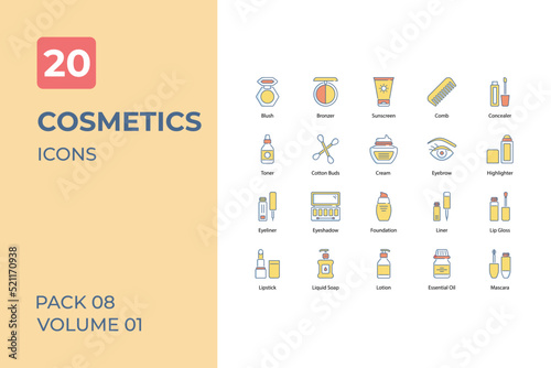 cosmetics icons collection. Set contains such Icons as face powder, tooth paste, and more