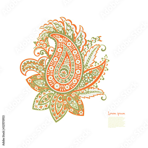 Paisley vector isolated pattern. Floral Vintage illustration