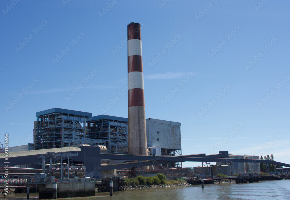 Cordemais Coal Power Plant. Estuary of the Loire river, France.