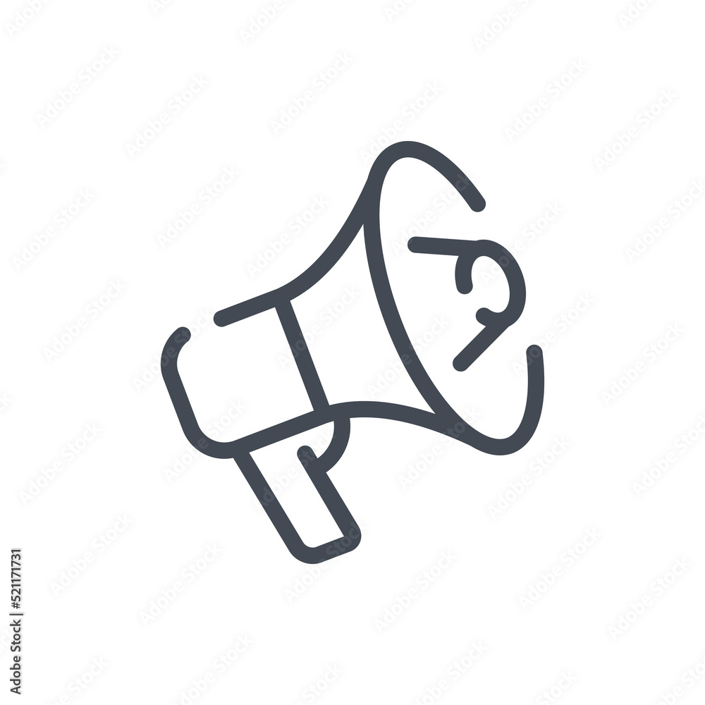 Bullhorn and Announcement line icon. Speaker and Megaphone vector outline sign. Bullhorn and Announcement line icon. Speaker and Megaphone vector outline sign.