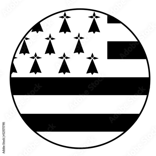 Drapeau de la Bretagne dans un cercle	