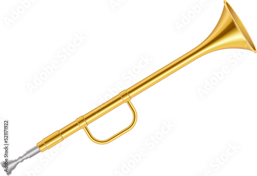Golden horn trumpet in realistic style photo