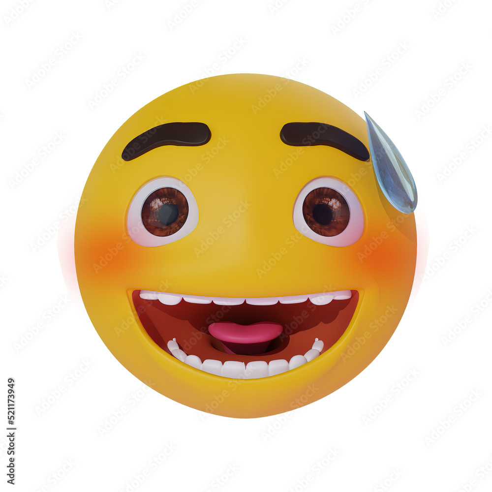 Fototapeta premium illustration 3d emoji awkward laugh emoticon