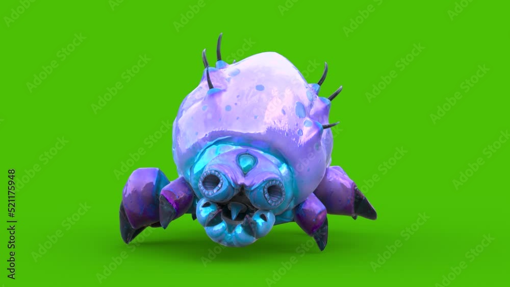 Alien Tardigrade Green Screen Walkcycle Loop Font Monsters 3D Rendering ...