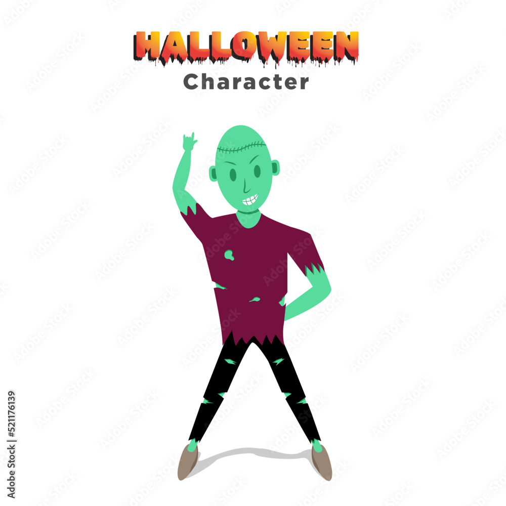 Zombie Character vector of Halloween. Perfect for gift card, avatar profile