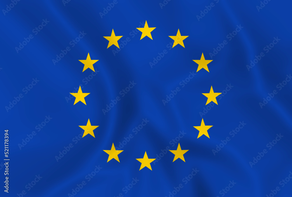 Illustration waving European Union flag Illustration waving European Union flag