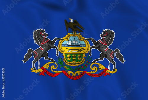 Illustration waving state Flag of Pennsylvania