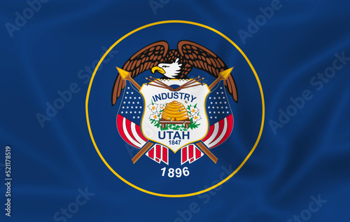 Illustration waving state Flag of Utah photo