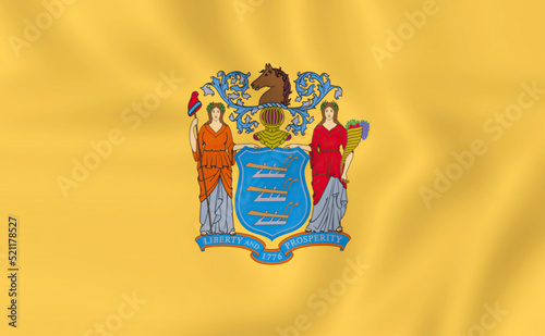 Illustration waving New Jersey state flag
