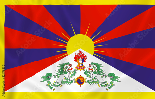 Illustration waving Tibet flag fabric