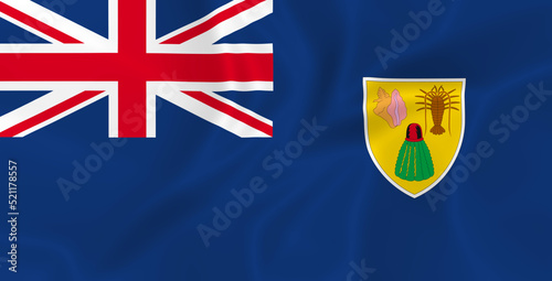 Illustration waving state Turks and Caico Islands flag photo