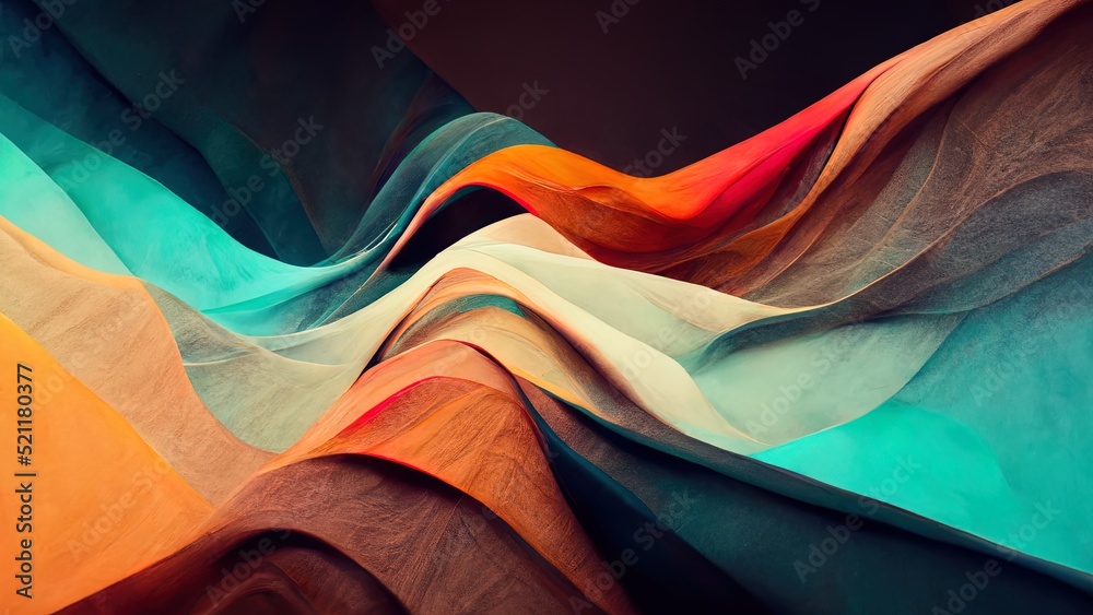 4K Abstract wallpaper colorful design, shapes and textures, colored  background, teal and orange colores. Stock Illustration | Adobe Stock